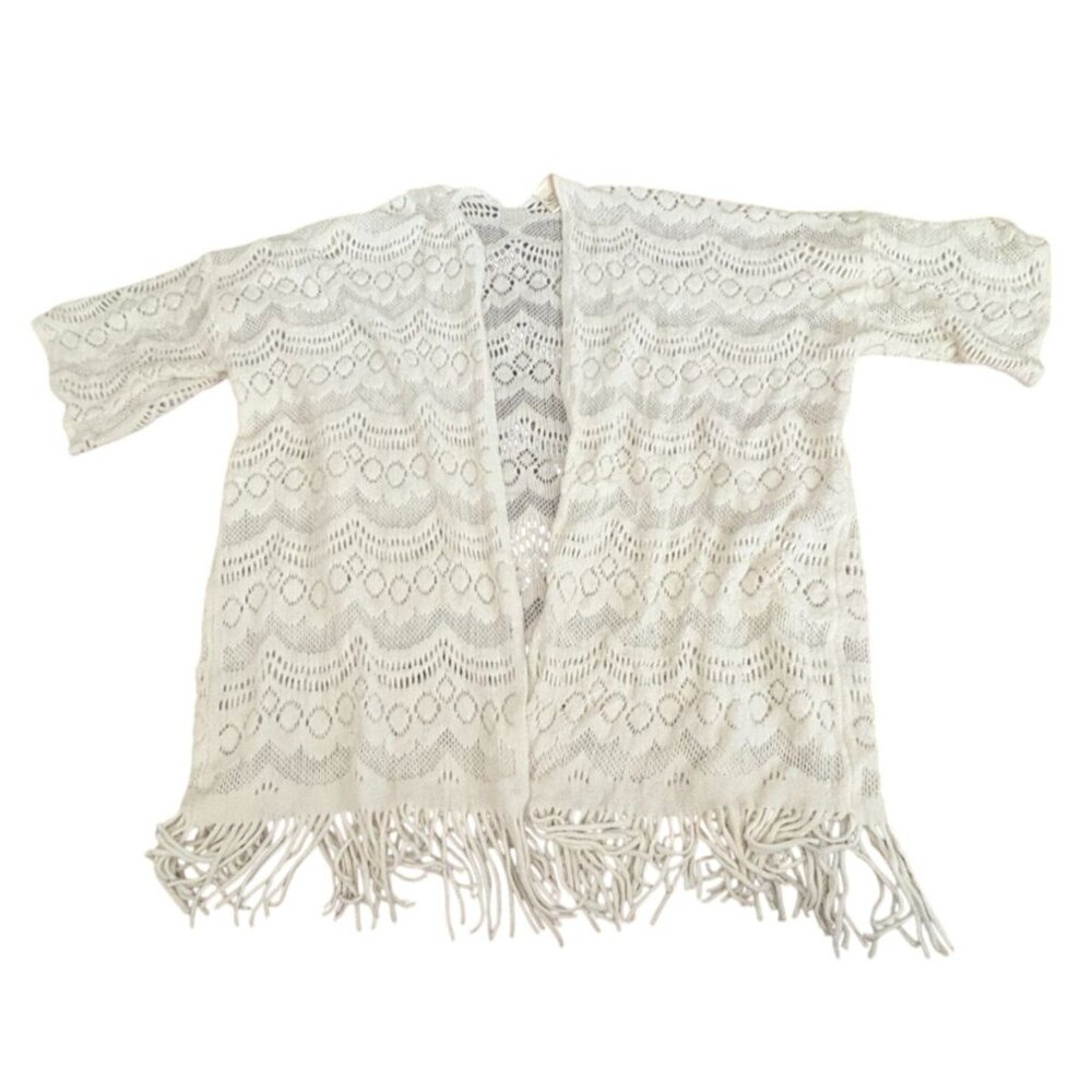 Lildy Womens Knit Kimono Cardigan-Cream-Size S/M-GUC